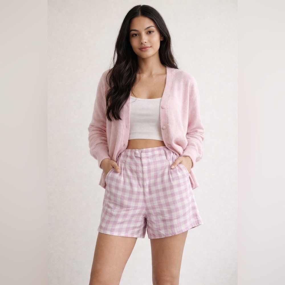 Pink and White Gingham Shorts